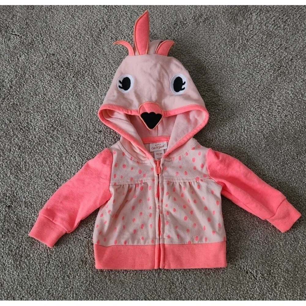 Newborn Baby Flamingo zip up hooded fall‎ jacket